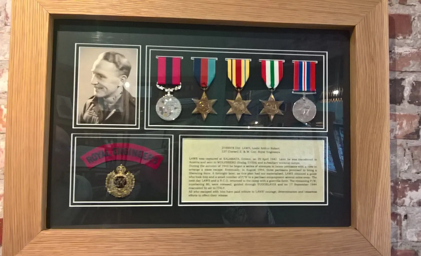 Medals and Royal Engineers insignia displayed at Eden Camp Museum