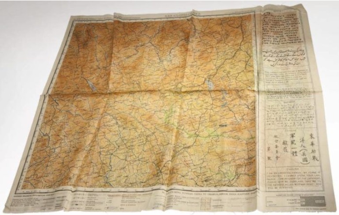 Silk escape map concealed in a wartime Monopoly set