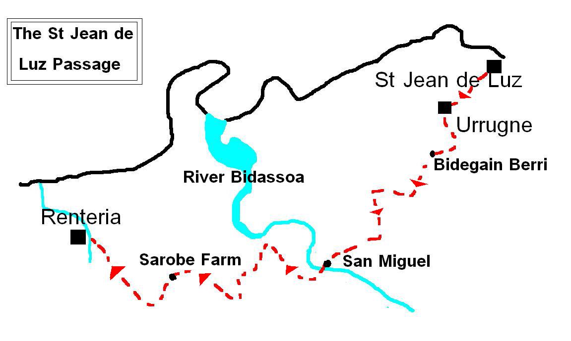 Map of the St Jean de Luz Passage from St Jean de Luz to Renteria