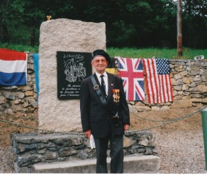 Paul Broue at the Escape Line Memorial at Aunac