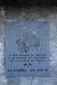 Memorial plaque at La Subera on the Chemin de la Liberte