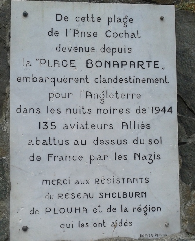 Plaque at Plage Bonaparte commemorating the Shelburn Line embarkations